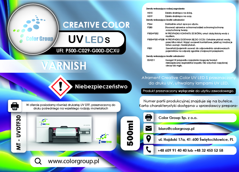 CREATIVE COLOR UV LED S - VARNISH / LAKIER (0,5L) - obrazek 2